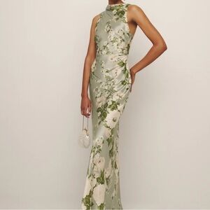 NWT Reformation Anaiis Silk Dress Size 6 Tarragon